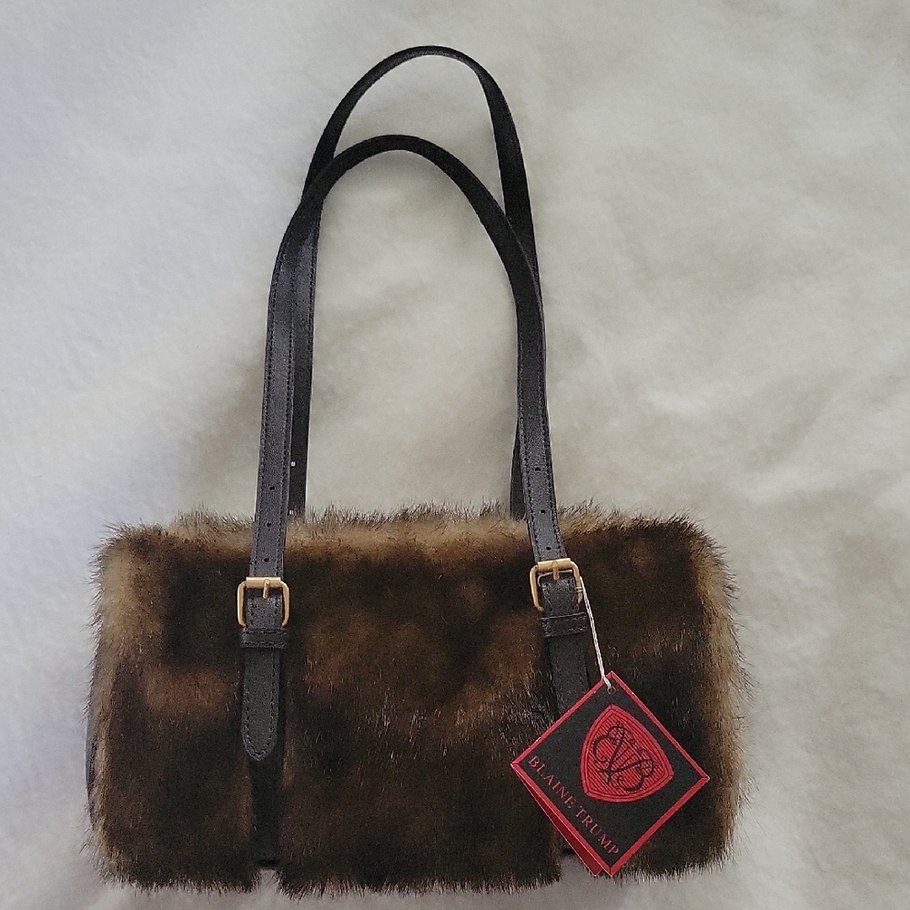 Elegant Faux Fur Brown Handbag by Blaine Trump
